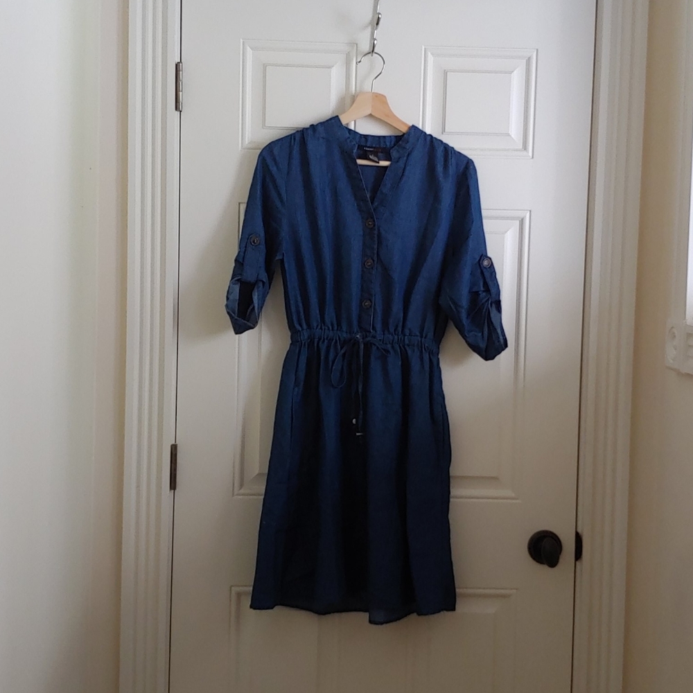 3/4 Sleeve Blue Dress
